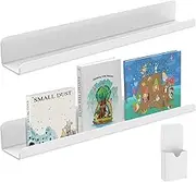 Magnetic Book Shelf Acrylic Book Display Magnetic Spice Rack for for Whiteboard Refrigerator Space Container Shelf for Kids Room (1, White)