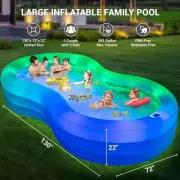 Extra Large Inflatable Pool with Lights, 130'' X 72'' X 22'' Big Adults Solar B