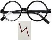 VIGUEUR Round Wizard Glasses and Lightning Bolt Tattoos Wizard Costume Plastic Glasses For Dress Up