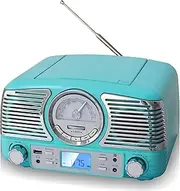 TechPlay QT62BT Retro Design Compact Stereo CD with AM/FM Rotary knob Wireless Bluetooth Reception SD and USB Ports. with AUX in and Headphone Jack (Turqouise)