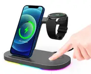 3 in 1 Wireless Fast Charging Dock-Black