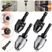 4Pcs Keyless Drill Chuck Bit 1/4" Hex Shank Adapter Fast Change Converter Driver