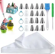 firstake Piping Bags 100pcs, Disposable Icing Bags, 12 Inch Thickened Pastry Bags, Anti Burst Frosting Bags, Non-slip Piping Bags and Tips Set for Baking Cupcake, Cookies and Cake Decorating