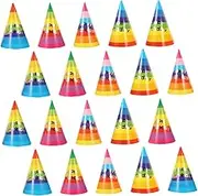 36pcs Rainbow Birthday Hat Birthday Cake Hat Birthday Hats Party Bag Fillers Birthday Party Cone Caps Birthday Party Hats First Birthday Decorations Boy Crayon Hat Cones Paper