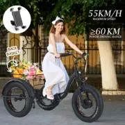 1500W 3 Wheels Electric Bicycle Bike Adult Scooter with Basket 48V 20" ebike