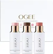 Ogee Face Radiant Collection Trio - Contour Makeup Collection - Certified Organic Palette - Includes Bronzer, Blush & Highlighter Sticks