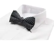 Mens Black & White Patterned Bow Tie Cotton