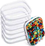 Sanwuta 6 Pcs Clear Hard Zipper Case Hard Plastic Zipper Pouches Makeup Bag Transparent Cases for Snacks Plastic Storage Organizer Portable Box for Travel