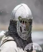 Medieval Vendel Knight Helmet Cosplay Viking Helmet with Chainmail For Halloween