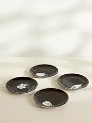 [ANISSA KERMICHE] ANISSA KERMICHE - Forniplates Set Of Four 21 Cm Porcelain Plates - Black - One size One size Black