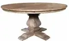 MULAN RUSTIC RECYCLED ELM ROUND PEDESTAL DINING TABLE FRENCH PROVINCIAL 150CM