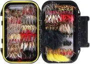 Fly Fishing Dry Flies Wet Flies 60Pcs / 120Pcs Assortment Kit with Waterproof Fl
