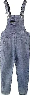 [Kidscool Space] Girls Denim Overalls Pants, Fake Pocktes Simple Design Summer Jeans Dungarees
