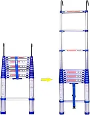 Telescopic Ladders Aluminium Extension Ladder with Hook, Portable Extendable DIY Folding Straight Ladder for Loft Office Engineering Household Easy to Store and Easy to Carry (4.1 Beauty Comes