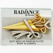 Heart Bouquet Brooch KEYES Vintage Accessory 22KT Gold Plate