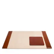 Pigeon & Poodle Stirling Tobacco Full Grain Leather Desk Blotter & Square Mouse Pad Set