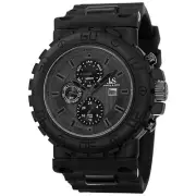 Men's Joshua & Sons JS89BK Swiss Multifunction Dual Time Black Silicone Watch