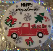 Classic Red Truck Christmas Ornament Real Pearl Custom #73