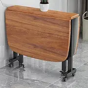 Folding Dining Table, Drop Leaf Kitchen Table, Wooden Extendable Multifunction Desk, Mobile Space Saving Dining Room Table with 6 Wheels, Foldable in Three Forms Table (Size : 100 * 60cm)