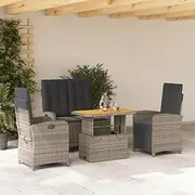 4 Piece Garden Dining Set with Cushions Grey Poly Rattan, Furniture Sets, Patio Furniture