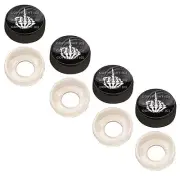 4 Black Custom License Plate Frame Screw Snap Caps Covers White FU Finger B