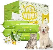 Hypoallergenic Wipes Unscented for Pets - Cleaning Deodorizers Dogs and Cats, Alcohol with Balanced Ph, Thick Big Paws, Body, Face Butt (320 Count