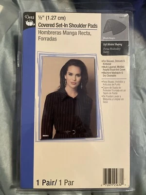 Brand New - Dritz 1/2" Covered Set-In Shoulder Pads 2/Pkg-Black