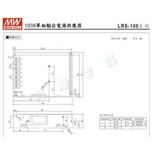 MW明緯 LRS-100-3.3V/5V/12V/15V/24V/36V/48V LRS-100系列電源供應器