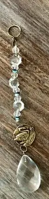Suncatcher Sparkling Vintage Prisms, Faceted Crystals, Beads. Metal Swan