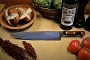 SABATIER 10 inch " Auvergne " Chefs Knife , Stainless with Coral Wood Handles .
