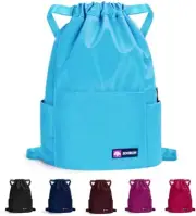 Waterproof Drawstring Gym Backpack Bag for Men & Women, Sport 1 A06-sky Blue