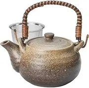 Black Bizen Round Earthenware Pot | Earthenware Bottle [7.3 x 5.3 x 4.1 inches (18.5 x 13.5 x 10.5 cm) 900cc]