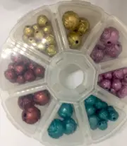 ROSEBUD Beads Acrylic 2 SIZES 8 & 14 mm 4 colors in 8 section container