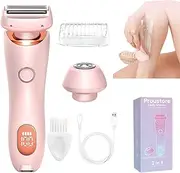 Proustore Razor,2025 New Comfort 2-in-1 Electric Lady Shaver for Women, Waterproof Wet/Dry Body Razor with Removable Head & LED Display (Pink)