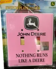 John Deere Double Light Switch Cover "Nothing Runs Like A Deere" Pink/Green USA