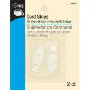 2pk Narrow Cord Stops, White, Dritz