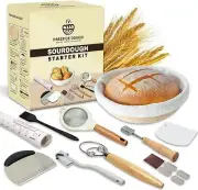 Sourdough Starter Kit with 9-Inch Round Banneton Bread Proofing Basket Sourdough