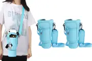 2pcs Water Bottle Carrier Bag with Adjustable Shoulder Strap Pouch for 40 OZ Water Bottle Accessories-Blue