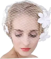 [VALICLUD] Covered Face Veil Wedding Mesh Gauze Fascinator Veil Mesh Veil Headband Veils with Wedding Headpiece Wedding Bridcage Veil Short Veil Wedding Veil Bridal Veil White