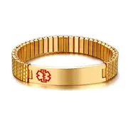 Stretchable Gold Medical Alert ID Bracelet