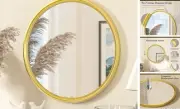 Circle Mirror, 16 Inch - Modern Wall Mirror for 16"L x 16"W Brushed Gold Round