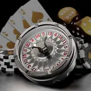 DNDND Roulette D20 Dice,50MM Metallic D20 DND Dice with Gorgeous Gift Box for Dungeons and Dragons and Table Game (Black with Red Num)