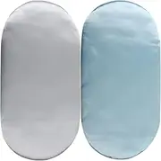 Satin Bassinet Sheet Set 2 Pack Ultra Soft Silk Fit for Rectangle, Hourglass, Oval Bassinet Mattress Protect for Baby Hair and Skin Cradle or Bassinet Sheets, Lt Grey & Lt Blue