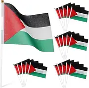 KALLORY 50 Small Palestine Flags Handheld Waving Flags for School Office Games