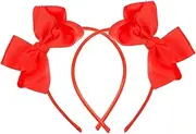 [Healeved] 2pcs Bow Headband Bows for Headband with Bow Hair Bow for Girl Fashion Headbands for Hair Bows Ribbon Hair Bow Headbands with Bows Bow Headpiece Red Fabric