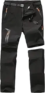 [CAMOFOXIN] Men's Hiking Pants Outdoor Convertible Quick Dry Fishing Pants & Shorts (Khaki, Black)