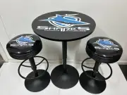 CRONULLA SHARKS TABLE & 2 STOOL SET ADJUSTABLE HEIGHT