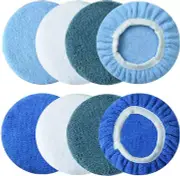 8PCS Buffer Bonnets 5-6" Orbital Buffer Polisher Microfiber Polishing 4 Colors