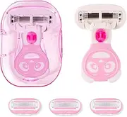 Vekol Travel Razors for Women with 1 Handle and 3 Cartridges, Extra Smooth 5-Blade Travel Essentials Razor with Travel Case, Mini Travel Razors for Women Sensitive Skin