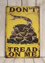 Gadsen American Flag Tin Sign Metal Poster Don't Tread on Me Gun Rights Shop